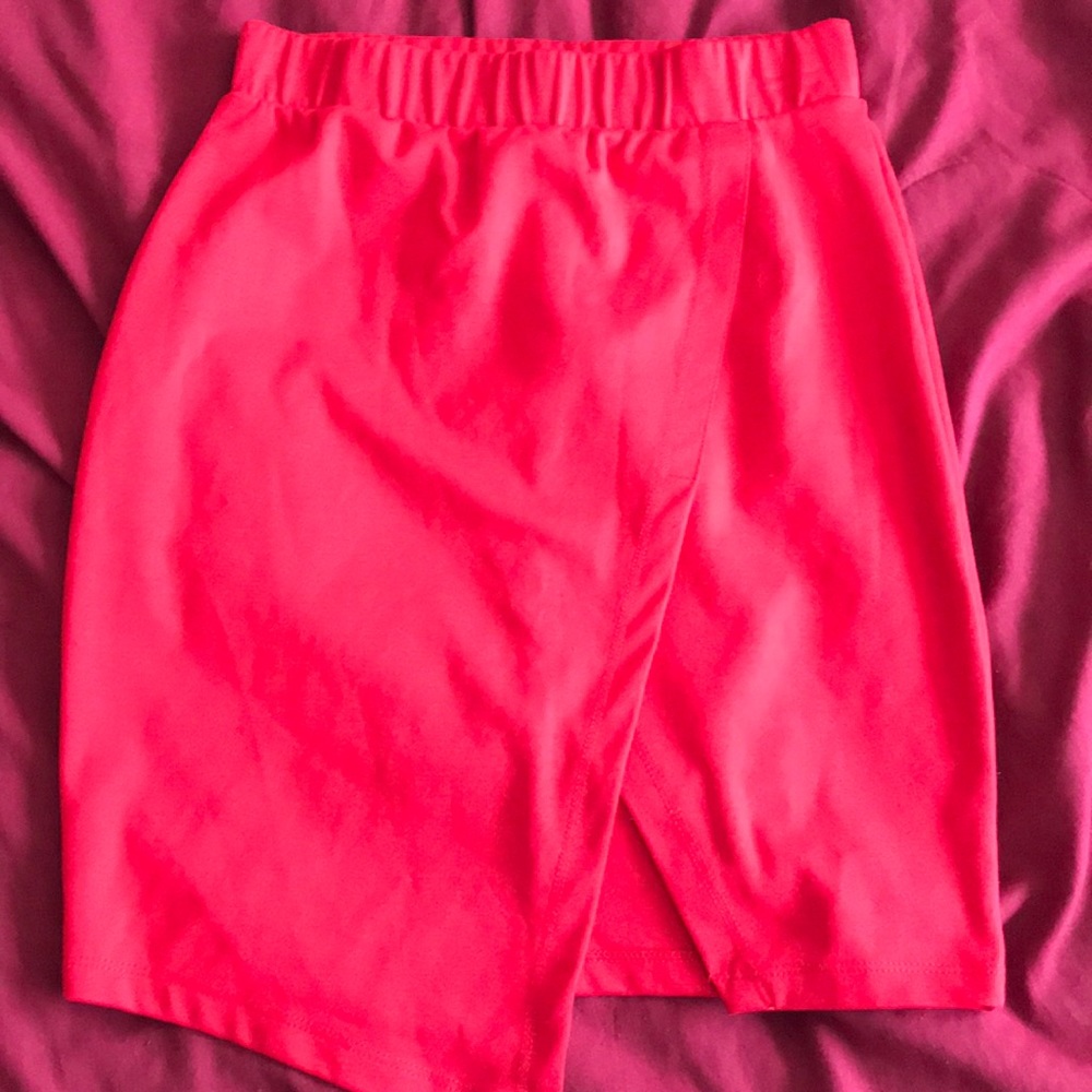 Red skirt with front slit